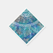 Serviette En Papier Mandala turis et bleu (Coin)