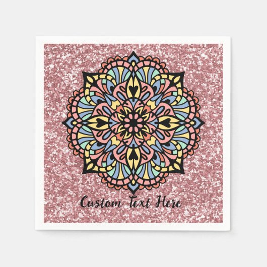 Serviette En Papier Mandala Zen Yoga Méditation Pastel Parties scintil (Devant)