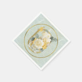 Serviette En Papier Mandalas vert clair, jaune et blanc (Coin)