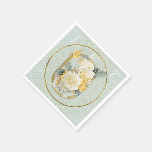 Serviette En Papier Mandalas vert clair, jaune et blanc (Coin)