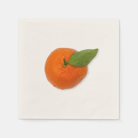 Serviette En Papier Mandarin avec feuille verte (Devant)
