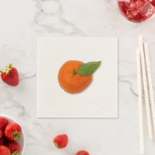 Serviette En Papier Mandarin avec feuille verte (En situation)