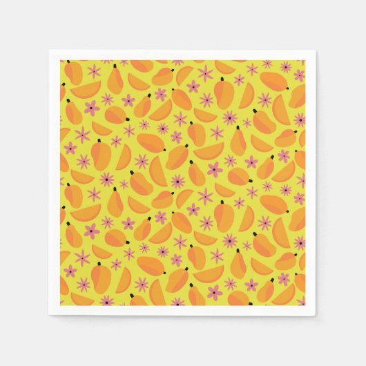 Serviette En Papier Mange mangue fruits et fleurs motif (Devant)