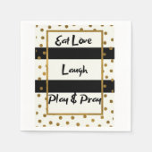 Serviette En Papier Manger amour rire jouer prier points noirs or papi (Devant)