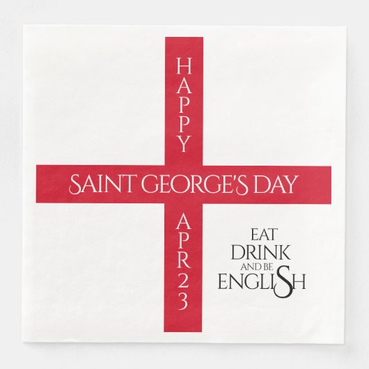 Serviette En Papier Manger boire et être anglais St George's Cross Dra (Devant)