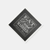 Serviette En Papier Manger, boire et être marié Chalkboard Mariage (Coin)