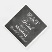 Serviette En Papier Manger, boire et être marié Chalkboard Mariage (Coin)