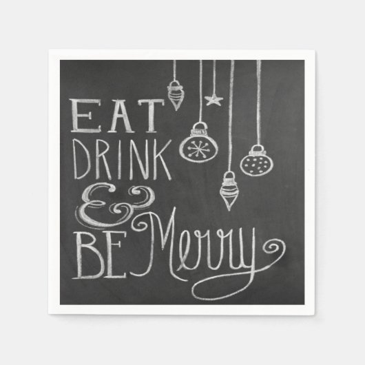 Serviette En Papier Manger Boire Joyeux Chalkboard Noël Napkins (Devant)
