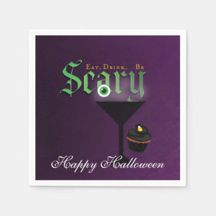Serviette En Papier Manger Boire Soyez Halloween Violet Nappe en Papie