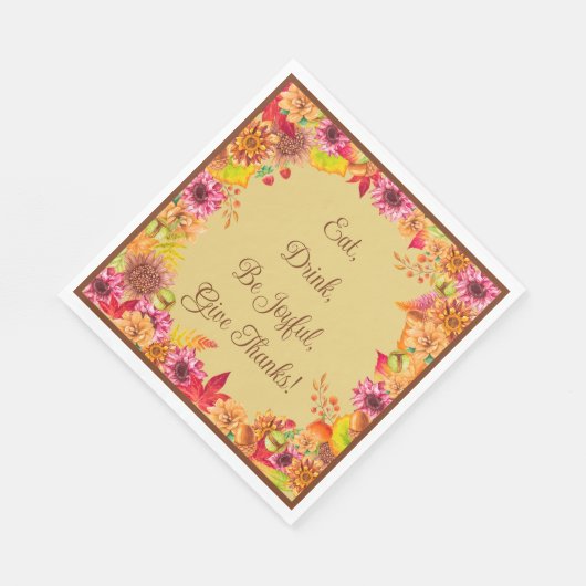 Serviette En Papier Manger Boire Soyez Joyeux Donner Merci Automne Tha (Coin)