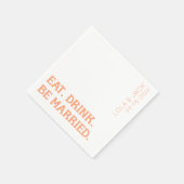 Serviette En Papier Manger. Boisson. Sois Mariée ! Mariage Orange Retr (Coin)