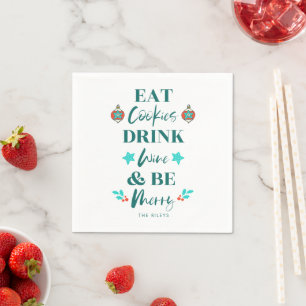 Serviette En Papier Manger Cookies Boire Vin Soyez Joyeux Noël