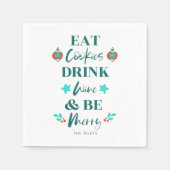 Serviette En Papier Manger Cookies Boire Vin Soyez Joyeux Noël (Devant)