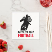 Serviette En Papier Manger Dormir Jouer Football Noir & Blanc Pop Art (En situation)