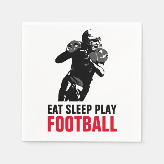 Serviette En Papier Manger Dormir Jouer Football Noir & Blanc Pop Art (Devant)