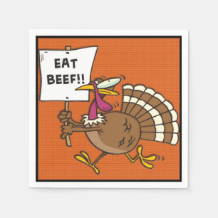 Serviette En Papier Manger Du Boeuf Thanksgiving Turquie Dîner Humour
