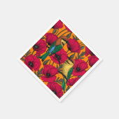 Serviette En Papier Mangeurs d'abeilles et pavots sur orange (Coin)