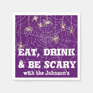 Serviette En Papier Mangez Boire Araignée effrayante Halloween Purple 