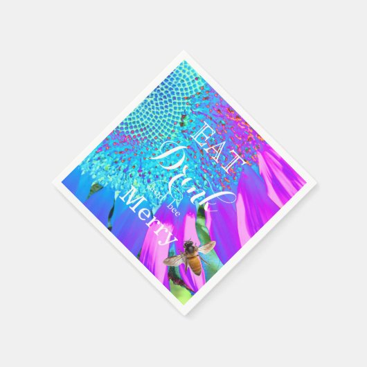 Serviette En Papier Mangez Boire et abeille Joyeux (Coin)