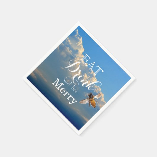 Serviette En Papier Mangez Boire et abeille Joyeux (Coin)