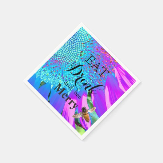 Serviette En Papier Mangez Boire et abeille Joyeux (Coin)