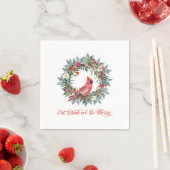 Serviette En Papier Mangez Boire et être Joyeux Noël Wreath Cardinal (En situation)