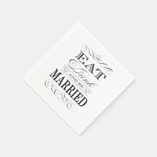 Serviette En Papier Mangez Boire et être marié Mariage élégant (Coin)
