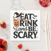Serviette En Papier Mangez Boire Et Soyez Effrayant Halloween Party (En situation)