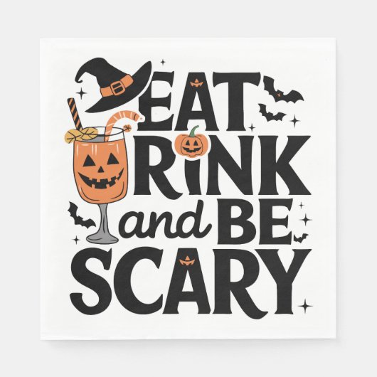 Serviette En Papier Mangez Boire Et Soyez Effrayant Halloween Party (Devant)