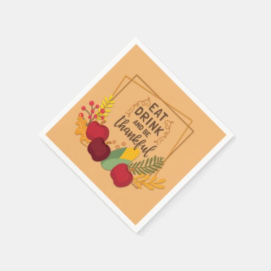 Serviette En Papier Mangez Boire et Soyez Gentil Rustique Thanksgiving (Coin)