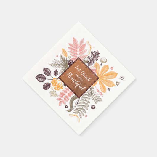 Serviette En Papier Mangez Boire et soyez reconnaissant (Coin)