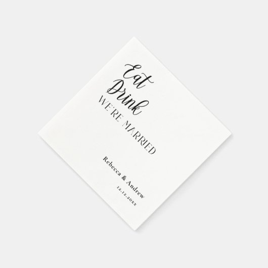 Serviette En Papier Mangez Boire Nous Avons Marié Mariage Personnalisé (Coin)