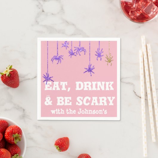 Serviette En Papier Mangez Boire Soyez Effrayant Araignée Halloween ro (En situation)