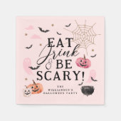 Serviette En Papier Mangez Boire & Soyez Effrayant Citrouille Hallowee (Devant)