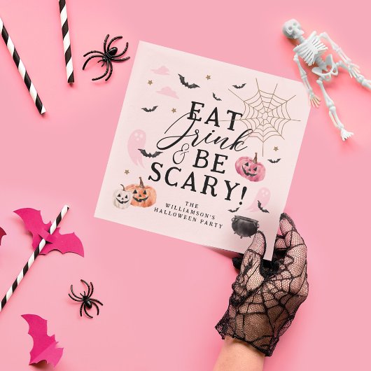 Serviette En Papier Mangez Boire & Soyez Effrayant Citrouille Hallowee
