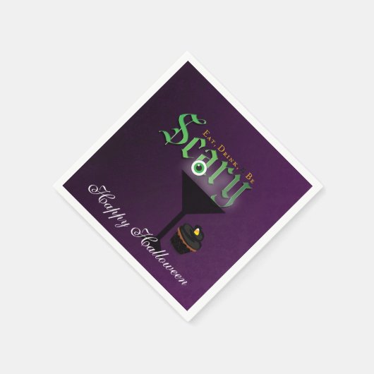 Serviette En Papier Mangez Boire Soyez Effrayant Halloween Purple Part (Coin)