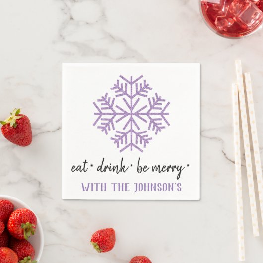 Serviette En Papier Mangez Boire Soyez Joyeux Plum Violet Noir Blanche (En situation)