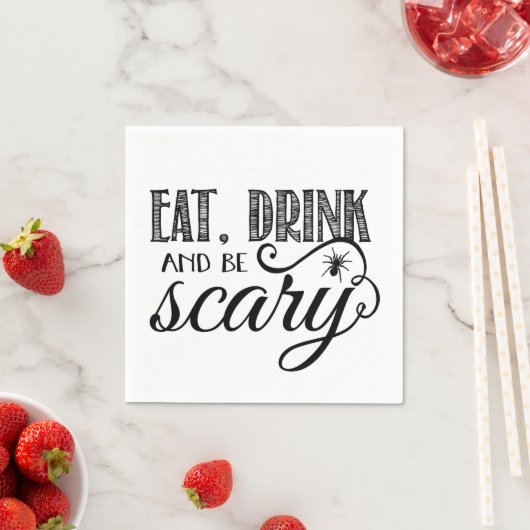 Serviette En Papier Mangez, buvez et soyez effrayant Halloween Party (En situation)