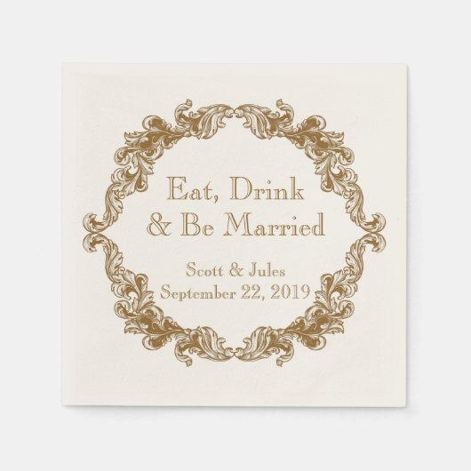 Serviette En Papier Mangez, buvez et soyez marié Serviettes de mariage (Devant)