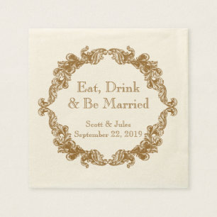 Serviette En Papier Mangez, buvez et soyez marié Serviettes de mariage