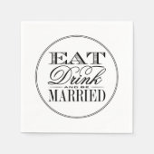 Serviette En Papier Mangez, buvez et soyez mariés Mariage noir/blanc m (Devant)