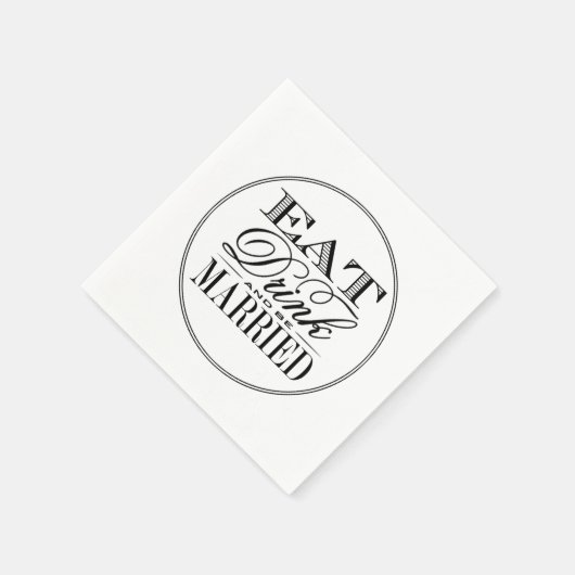 Serviette En Papier Mangez, buvez et soyez mariés Mariage noir/blanc m (Coin)