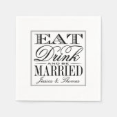 Serviette En Papier Mangez, buvez et soyez mariés Mariage noir/blanc m (Devant)