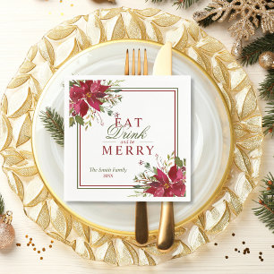 Serviette En Papier Mangez les poinsettias de rouge de Joyeux Noël de