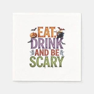 Serviette En Papier Mangez Un Verre Et Soyez Effrayant Halloween Party