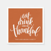 Serviette En Papier Mangez Un Verre Et Soyez Heureux Le Dîner De Thank (Devant)