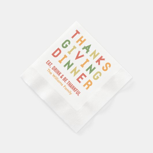 Serviette En Papier Mangez un verre et soyez reconnaissant Citation de (Coin)