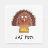 Serviette En Papier Mangez Une Pizza Avec La Turquie De Thanksgiving (Devant)