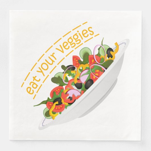 Serviette En Papier Mangez vos Légumes Citer salade fraîche mélange bo (Devant)