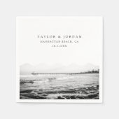 Serviette En Papier Manhattan Beach Mariage Personnalisé Cocktail Napk (Devant)